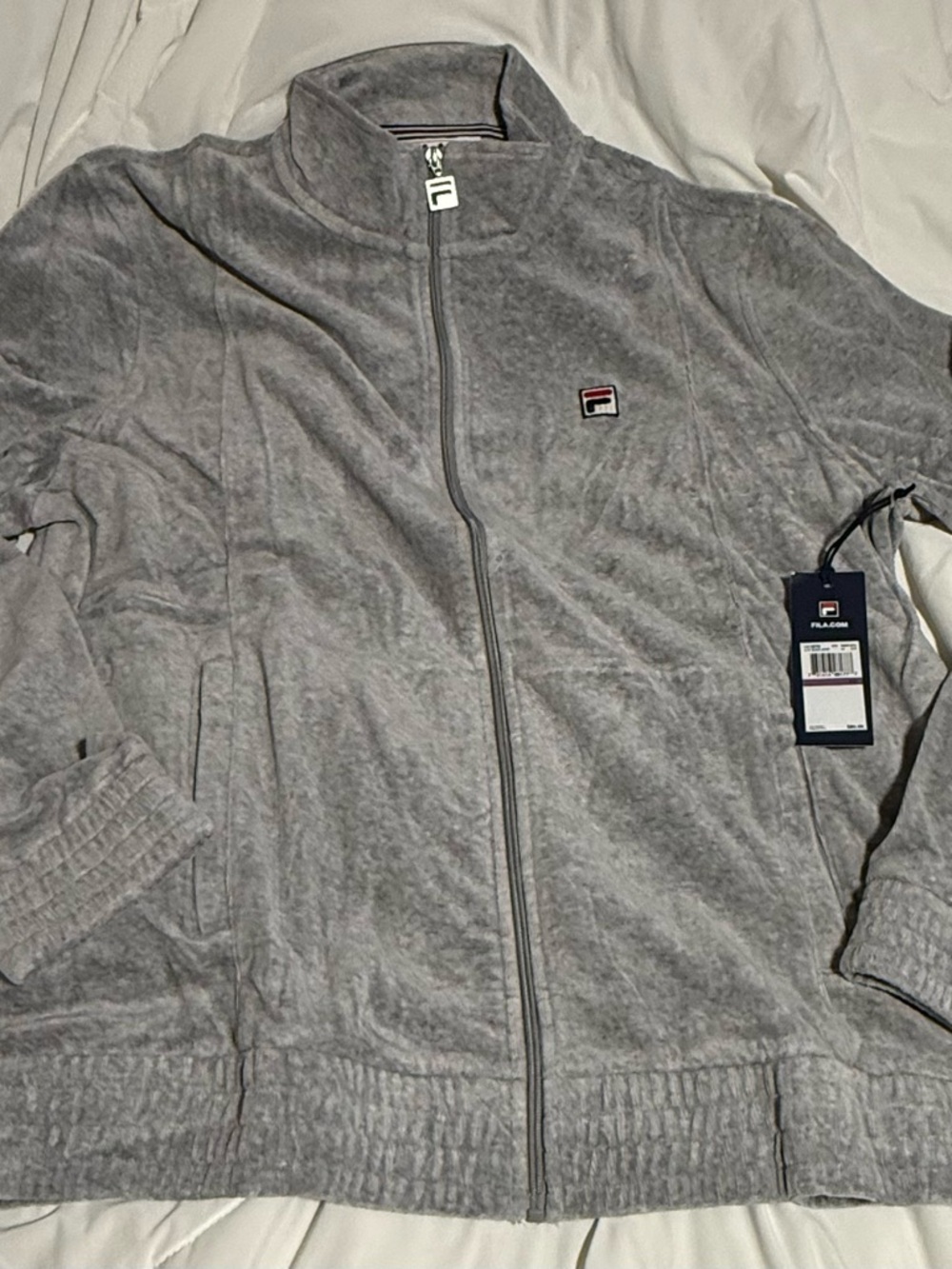 Fila Men's Light Gray Plush Full-Zip Jacket Mens 2x. E2